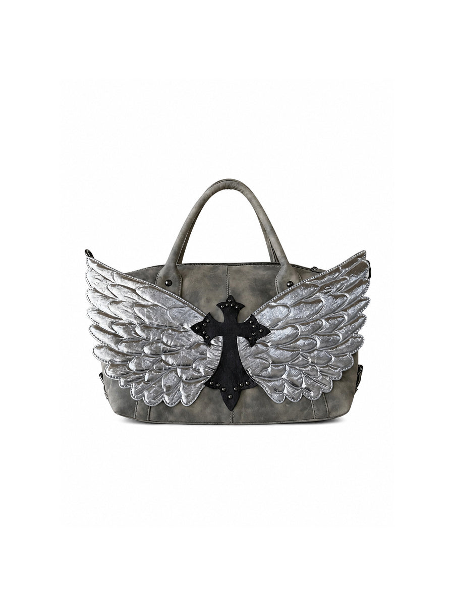 CTRL WORLD Silver Wing Cross Duffel Handbag