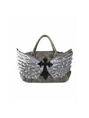 CTRL WORLD Silver Wing Cross Duffel Handbag