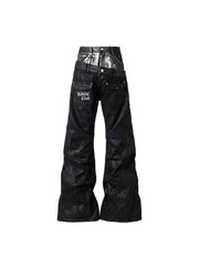 CTRL WORLD Eclipse Double-Waist Star PU Leather Pants