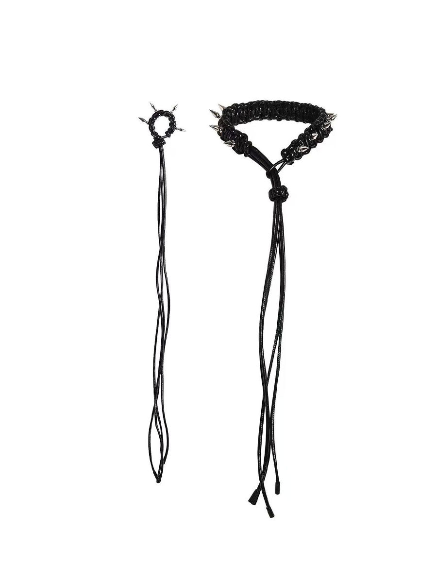 CTRL WORLD Handmade Leather Studded Chain Necklace/Bracelet