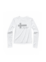 CTRL WORLD Seraph Cross Rhinestone Long Sleeve Crop Top