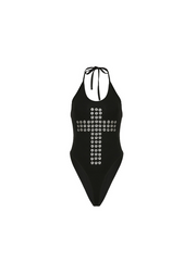 CTRL WORLD Dark Abyss Cross Stud Bodysuit