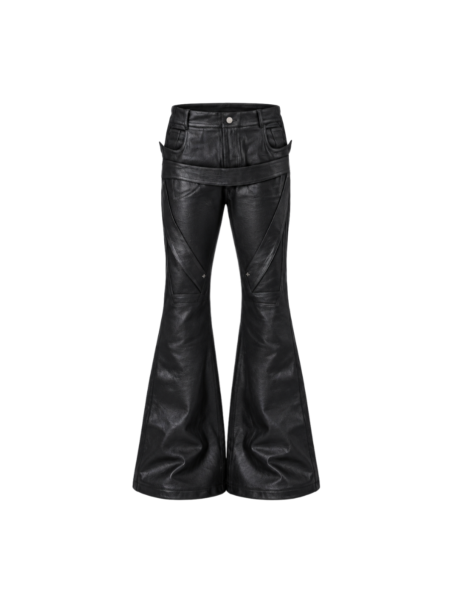 CTRL WORLD Cyber Phantom Leather Flare Pants