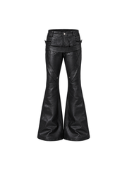 CTRL WORLD Cyber Phantom Leather Flare Pants