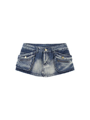 CTRL WORLD Black Shadow Pocket Denim Mini Skirt