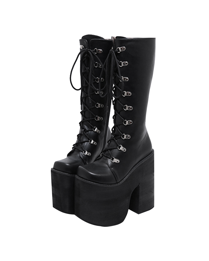 Gothic Platform Lace-Up Boots