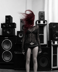 CTRL WORLD Gothic Distressed Knit Asymmetric Sweater