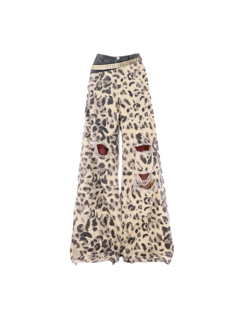 CTRL WORLD Wildcat Distressed Wide Leg Pants