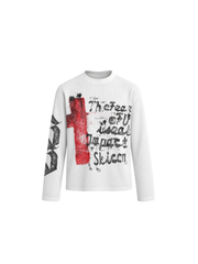 CTRL WORLD Shadow Cross Graphic Long Sleeve Knit Top