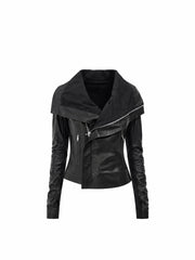 CTRL WORLD Shadow Rift Asymmetric Leather Jacket