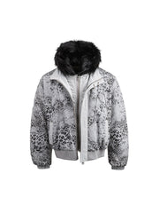 CTRL WORLD Gothic Wildcat Faux Fur Hooded Bomber Jacket