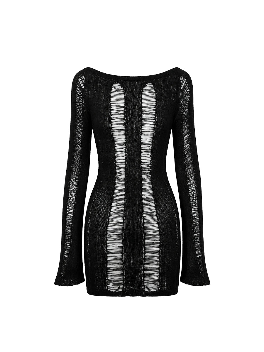 CTRL WORLD Black Hollow Out Strappy Knit Top