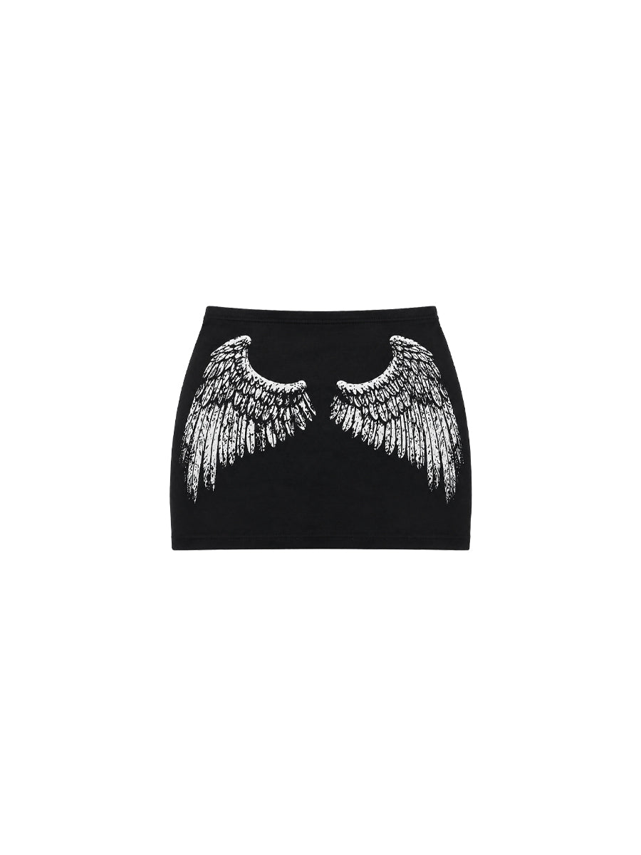CTRL WORLD Fallen Wing Script Mini Skirt