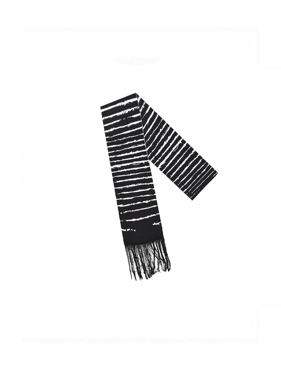 CTRL WORLD Shadow Rift Striped Fringe Scarf