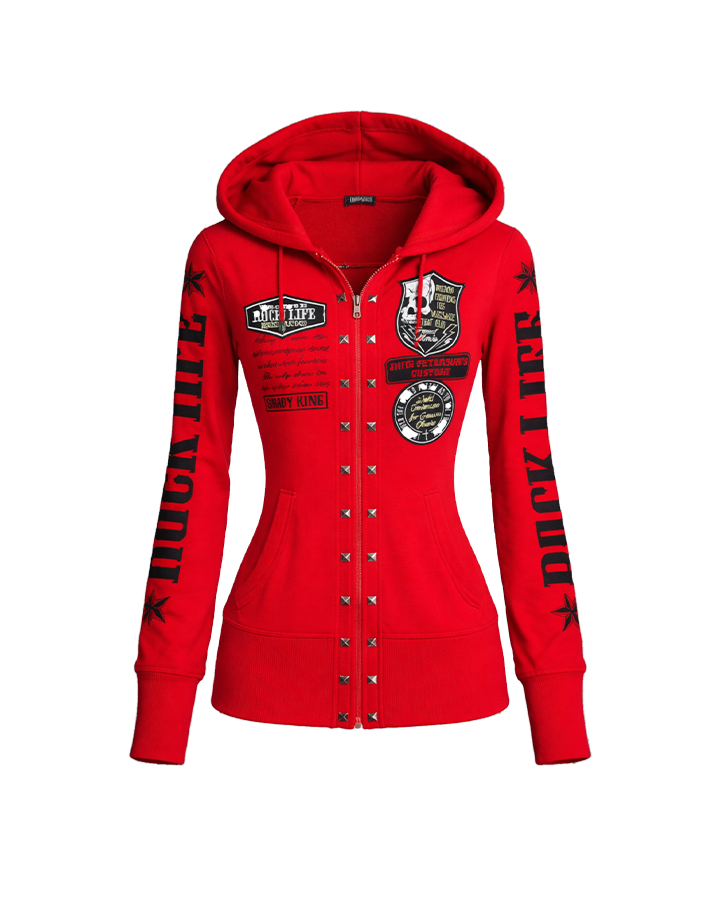 Gothic Red Zip-Up Hoodie