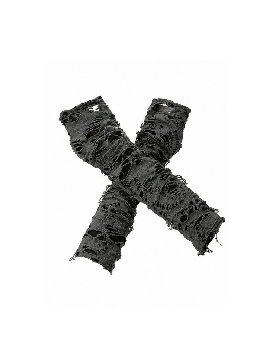 CTRL WORLD Torn Veil Distressed Knit Arm Sleeves