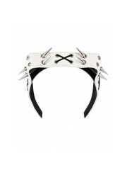 CTRL WORLD Silver Thorn Cat Ear Lace-Up Studded Headband
