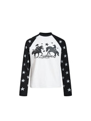 CTRL WORLD Midnight Rodeo Star Graphic Raglan Long Sleeve Shirt