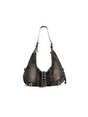 CTRL WORLD Rivet Drift Denim Hobo Bag