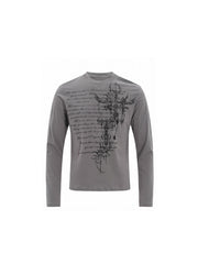 CTRL WORLD Shadow Cross Gothic Graphic Long Sleeve Shirt