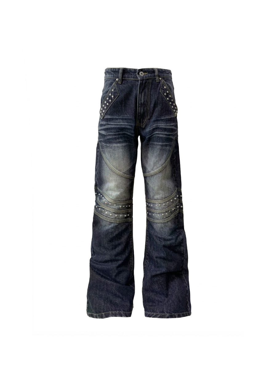 CTRL WORLD Vintage Rivet Flare Jeans