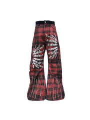 CTRL WORLD Chaos Script Plaid Flare Pants