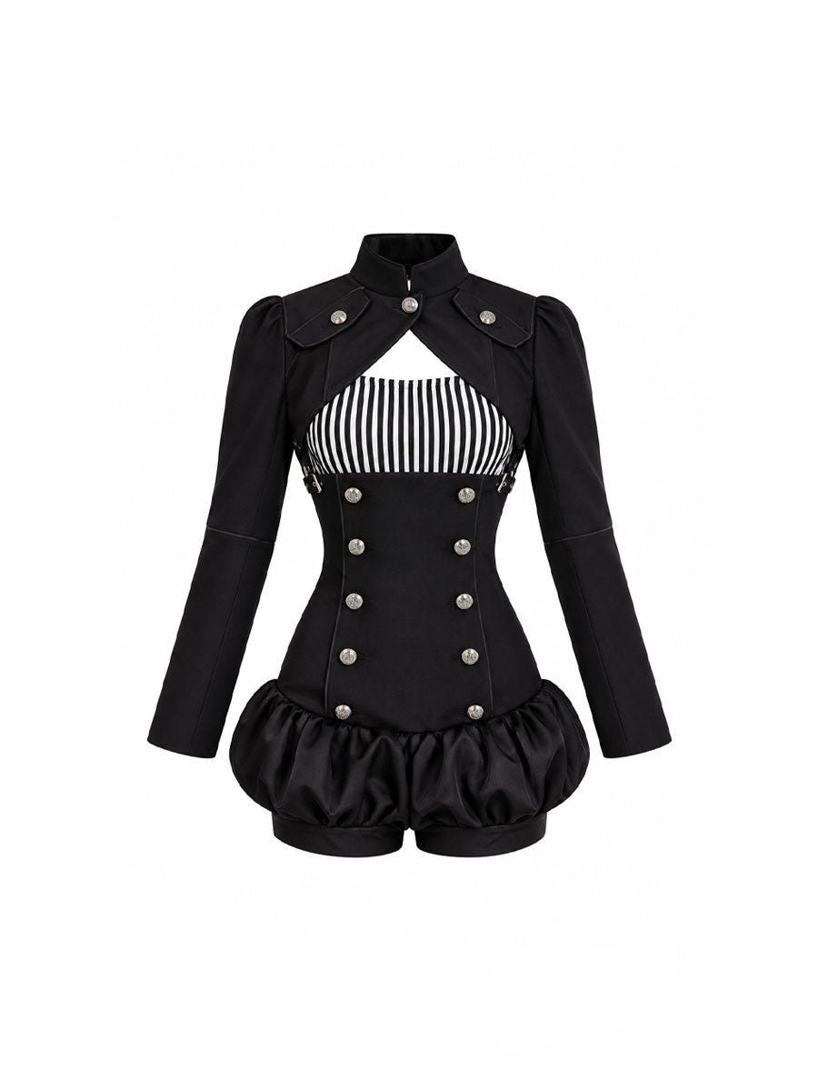 CTRL WORLD Midnight Parade Gothic Military Three-Piece Set