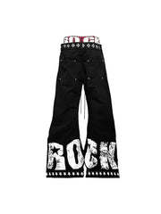 CTRL WORLD Rock Logo Wide-Leg Pants