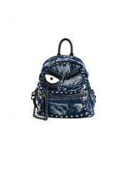 CTRL WORLD Cyclops Studded Denim Mini Backpack