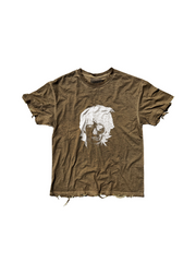 CTRL WORLD Vintage Distressed Skull Portrait Graphic T-Shirt