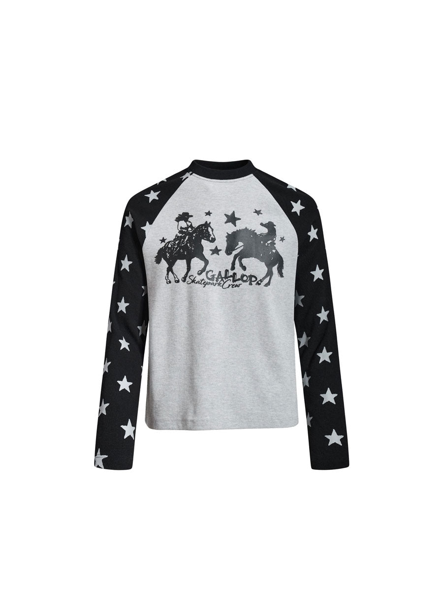 CTRL WORLD Midnight Rodeo Star Graphic Raglan Long Sleeve Shirt