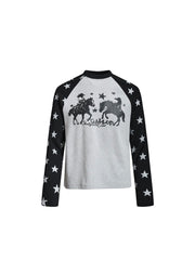 CTRL WORLD Midnight Rodeo Star Graphic Raglan Long Sleeve Shirt