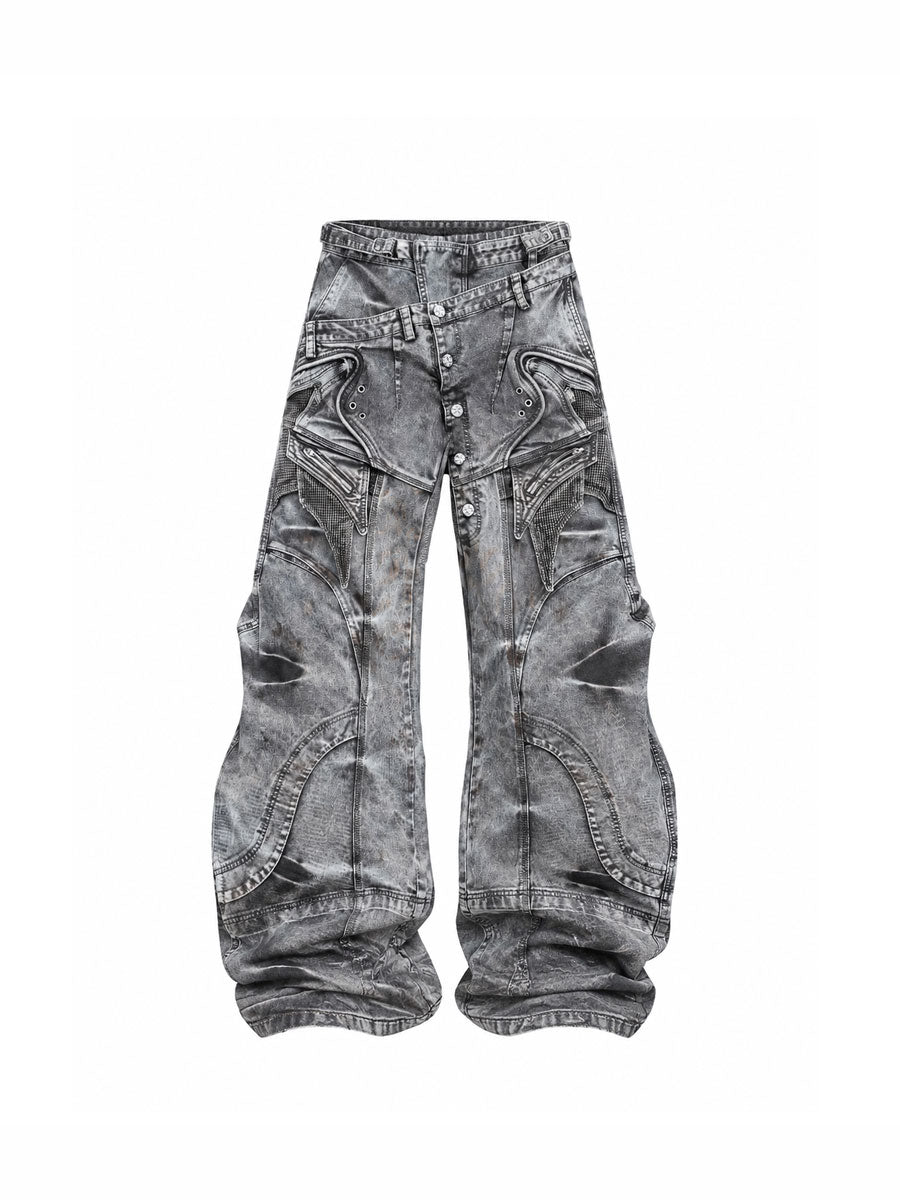 CTRL WORLD Phantom Archive Wide Leg Cargo Denim Jeans