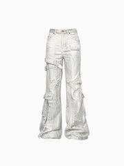 CTRL WORLD Rebel Cross Strap Wide-Leg Jeans