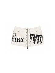 CTRL WORLD Riot Script Zip Denim Mini Skirt