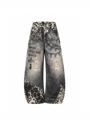 CTRL WORLD Shadow Leopard Archive Wide Leg Denim Jeans
