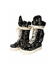 CTRL WORLD Fur-Lined Platform Boots with Zip and Lace Details