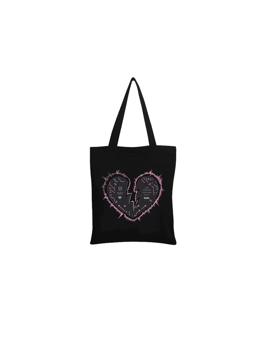 CTRL WORLD Shattered Heart Graphic Canvas Tote Bag