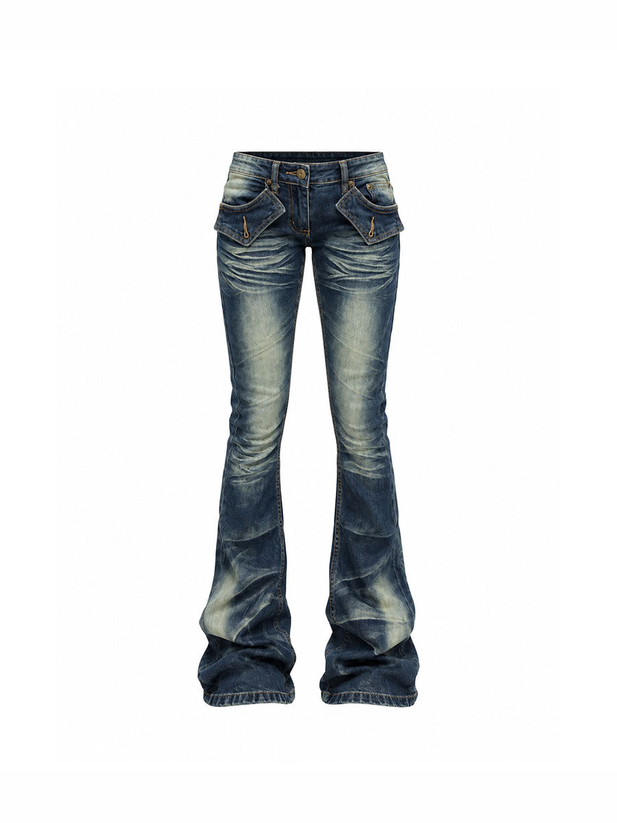 CTRL WORLD Shadow Fade Low Rise Bootcut Denim Jeans