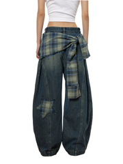 CTRL WORLD Deconstructed Star Patchwork Wide-Leg Jeans