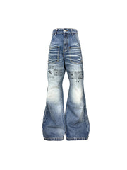 CTRL WORLD Vintage Wash Flare Denim Pants