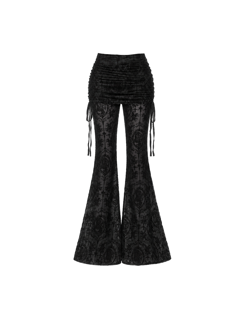 CTRL WORLD Phantom Cathedral Gothic Lace Flare Pants