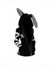 CTRL WORLD Gothic Bunny-Ear Detachable Faux Fur Hoodie