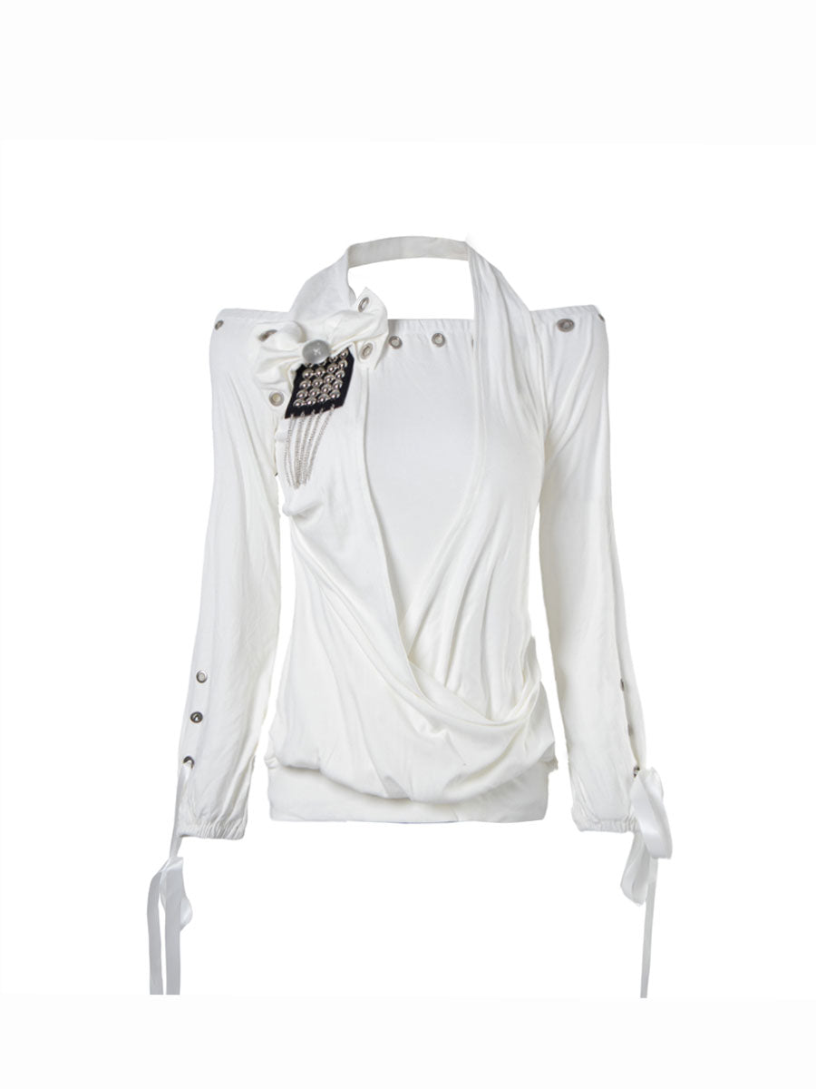 CTRL WORLD Gothic Asymmetric Draped Long Sleeve Top