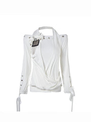 CTRL WORLD Gothic Asymmetric Draped Long Sleeve Top