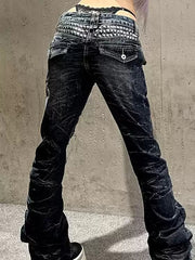 CTRL WORLD Extreme Stacked Distressed Biker Jeans