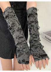 CTRL WORLD Torn Veil Distressed Knit Arm Sleeves