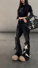 CTRL WORLD "Astral Chaos" Graphic Flared Jeans