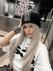 CTRL WORLD Studded Abyss Cross Knit Beanie