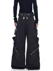 CTRL WORLD Shadow Utility Cargo Wide Leg Jeans